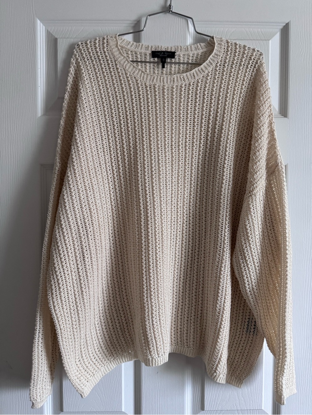 rag & bone• Open-Weave Crewneck Sweater• Off white/ Ivory• Size XL